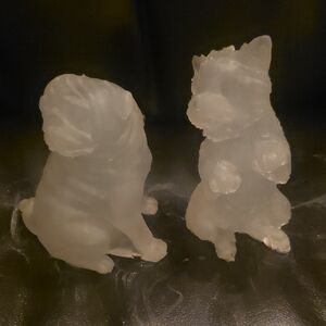 Lot Of 2 Resin Dog Statues For DIY Painting Pug & Yorkie Puppy For Arts & Crafts